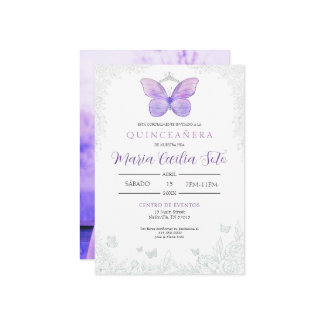 Vlinder Quinceañera Uitnodiging (Spaans)