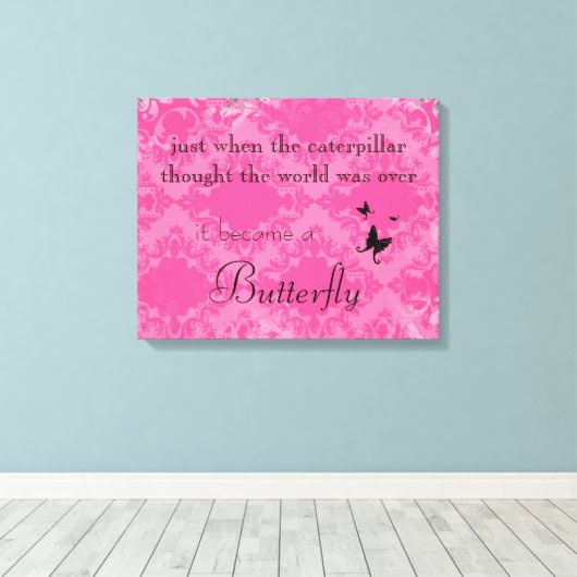 Vlinder Quote Canvas Print (Insitu (Houten vloer))