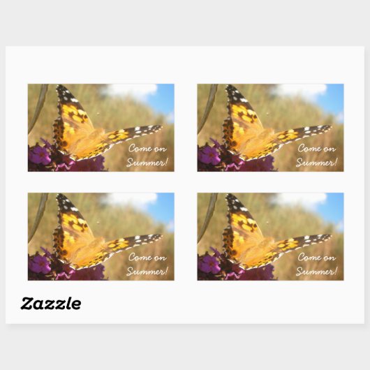 Vlinder. Rechthoekige Sticker (Vel)