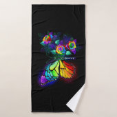 Vlinder regenboog bloem badhanddoek (Badhanddoek)