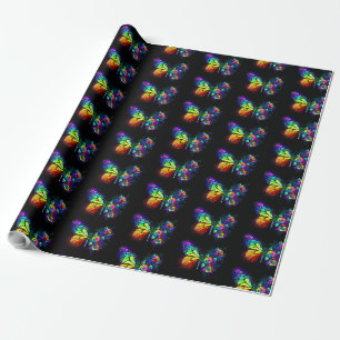 Vlinder regenboog bloem cadeaupapier