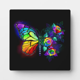 Vlinder regenboog bloem fotoplaat