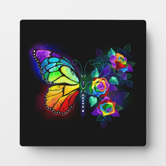 Vlinder regenboog bloem fotoplaat (Voorkant)