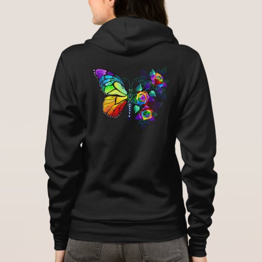 Vlinder regenboog bloem hoodie (Achterkant)