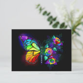 Vlinder regenboog bloem kaart (Staand voorkant)