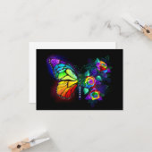 Vlinder regenboog bloem kaart (Voorkant / Achterkant in situ)
