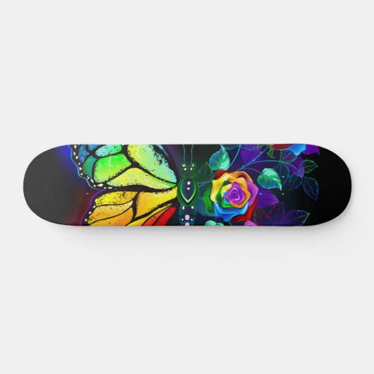 Vlinder regenboog bloem persoonlijk skateboard (Horizontaal)