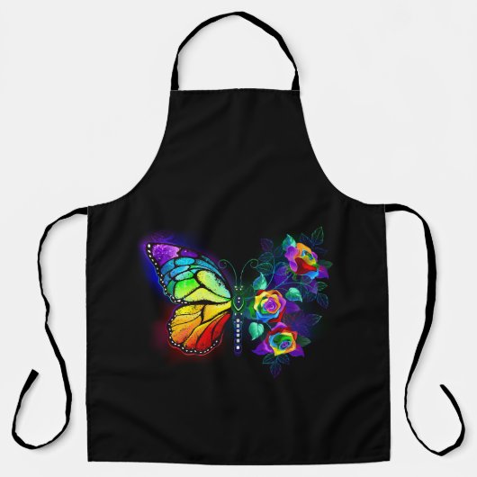 Vlinder regenboog bloem schort (Voorkant)