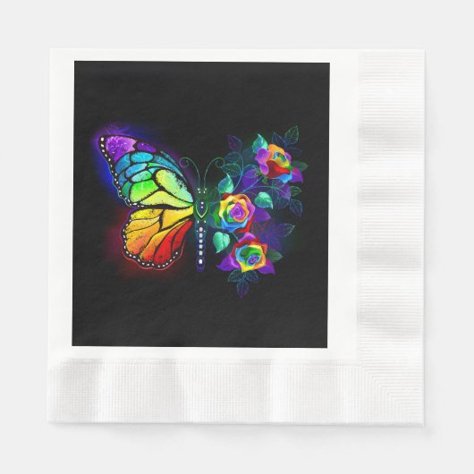 Vlinder regenboog bloem servet (Voorkant)