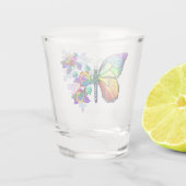 Vlinder regenboog bloem shot glas (Achterkant)