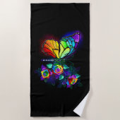 Vlinder regenboog bloem strandlaken (Voorkant)