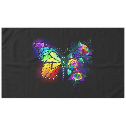 Vlinder regenboog bloem tafelkleed (Voorkant (Horizontaal))
