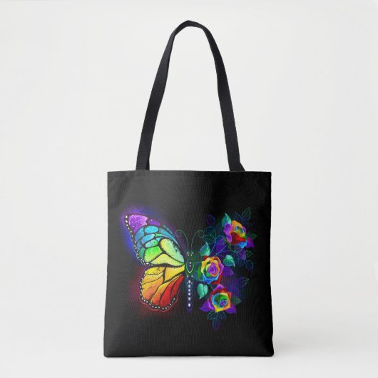 Vlinder regenboog bloem tote bag (Voorkant)