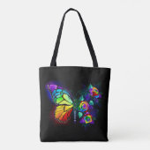 Vlinder regenboog bloem tote bag (Achterkant)