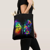 Vlinder regenboog bloem tote bag (Dichtbij)