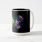 Vlinder regenboog bloem tweekleurige koffiemok (Voorkant rechts)