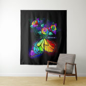 Vlinder regenboog bloem wandkleed (In situ)