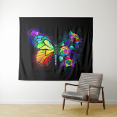 Vlinder regenboog bloem wandkleed (In Situ (horizontaal))