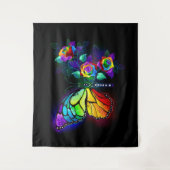 Vlinder regenboog bloem wandkleed (Voorkant)