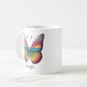 Vlinder Regenboog Monogram  Koffiemok (Voorkant links)