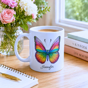 Vlinder Regenboog Monogram  Koffiemok