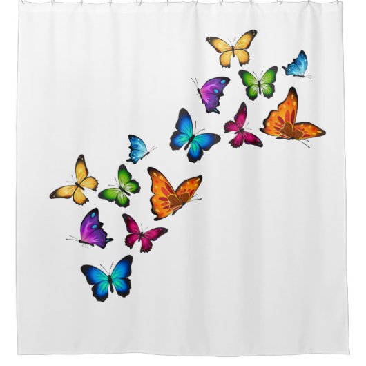 "Vlinder Regenboog" Mooi douchegordijn (Voorkant)