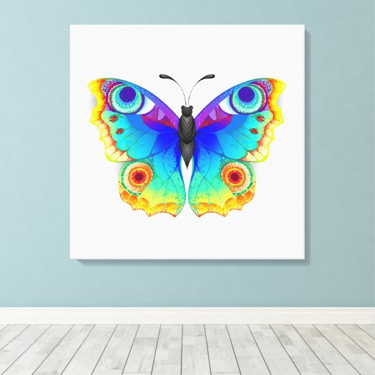 Vlinder Regenboog Pauwenoog Canvas Afdruk (Insitu (Houten vloer))