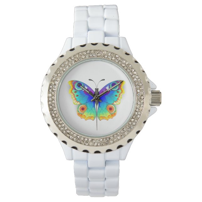 Vlinder Regenboog Pauwenoog Horloge (Voorkant)