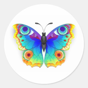 Vlinder Regenboog Pauwenoog Ronde Sticker