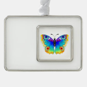 Vlinder Regenboog Pauwenoog Verzilverd Omlijst Ornament