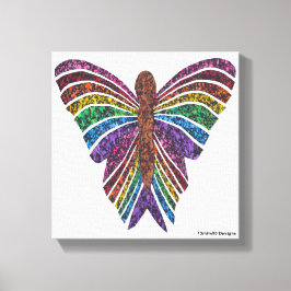 Vlinder Regenboog (wit) - Canvas Print