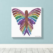 Vlinder Regenboog (wit) - Canvasprint Canvas Afdruk (Insitu (Houten vloer))