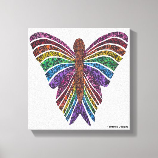 Vlinder Regenboog (wit) - Canvasprint Canvas Afdruk (Voorkant)
