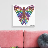 Vlinder Regenboog (wit) - Canvasprint Canvas Afdruk (Insitu (Woonkamer))