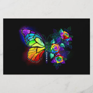 Vlinder regenboogbloem briefpapier
