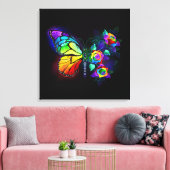 Vlinder regenboogbloem canvas afdruk (Insitu (Woonkamer))