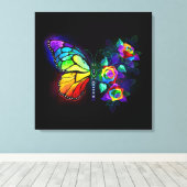 Vlinder regenboogbloem canvas afdruk (Insitu (Houten vloer))