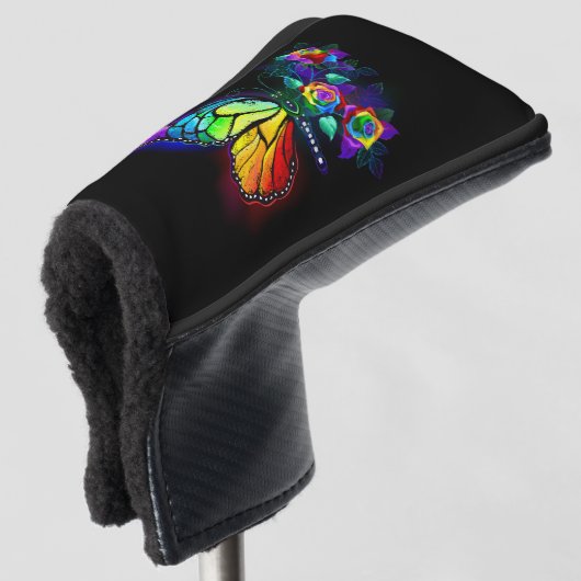 Vlinder regenboogbloem golfheadcover (3/4 voorkant)
