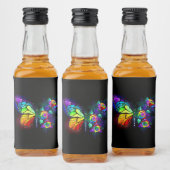 Vlinder regenboogbloem likeurfles etiket (Flessen)
