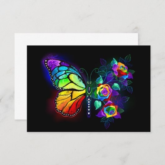 Vlinder regenboogbloem notitiekaartje (Voorkant / Achterkant)