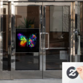 Vlinder regenboogbloem raamsticker (Kantoordeur)