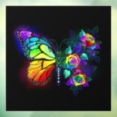 Vlinder regenboogbloem raamsticker (Vel 3)
