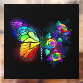 Vlinder regenboogbloem raamsticker (Vel 2)