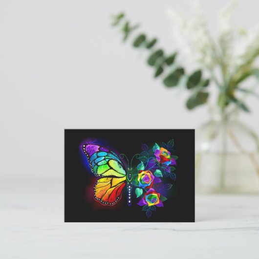 Vlinder regenboogbloem visitekaartje (Staand voorkant)