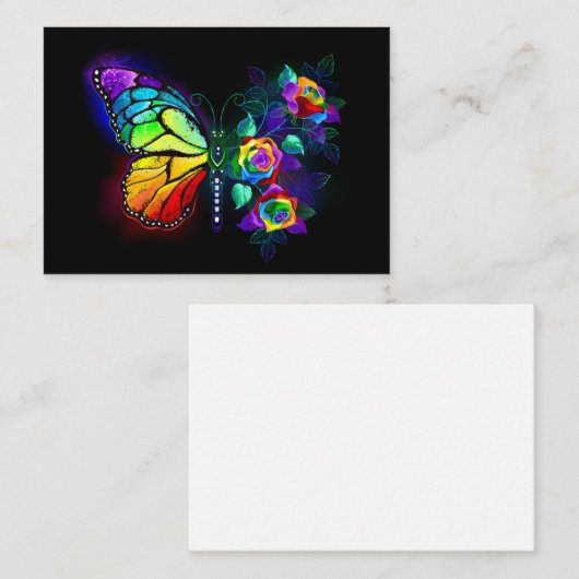 Vlinder regenboogbloem visitekaartje (Voorkant / Achterkant)