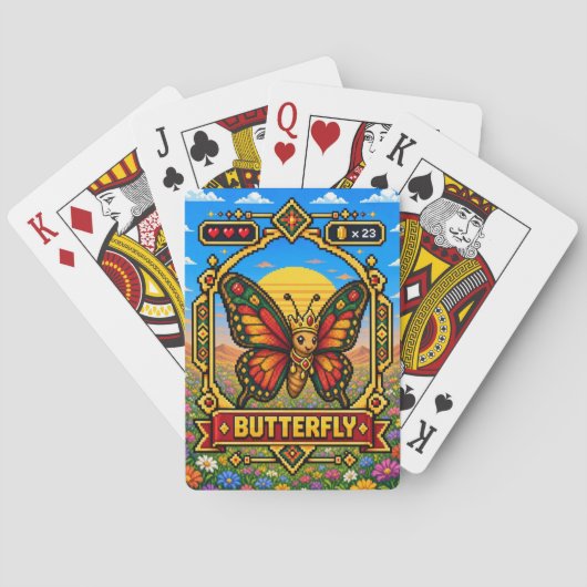 Vlinder Retro 8-Bit Pixel Art Pokerkaarten (Achterkant)