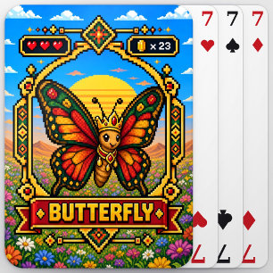 Vlinder Retro 8-Bit Pixel Art Pokerkaarten