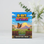 Vlinder, Retro 8-Bit Pixelkunst Briefkaart (Staand voorkant)