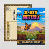 Vlinder, Retro 8-Bit Pixelkunst Briefkaart (Voorkant / Achterkant)