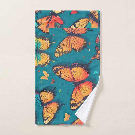 Vlinder Retro Kleurrijk Gepersonaliseerd Patroon Bad Handdoek (Handdoek)